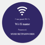 Guest customer wifi network password blue runder aufkleber (Vorderseite)
