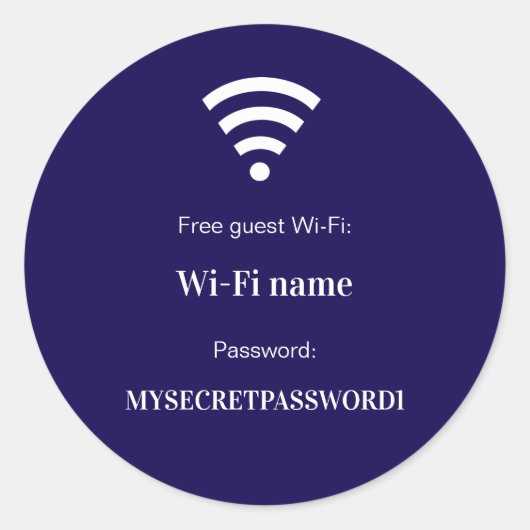 Guest customer wifi network password blue runder aufkleber (Vorderseite)