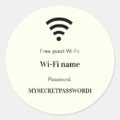 Guest customer wifi network password ivory runder aufkleber (Vorderseite)