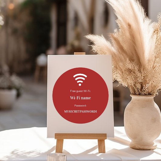 Guest customer wifi network password red white runder aufkleber