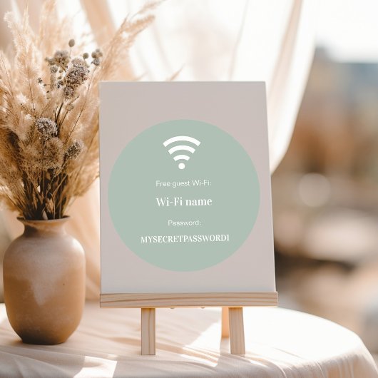 Guest customer wifi network password sage green runder aufkleber