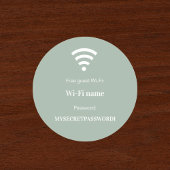 Guest customer wifi network password sage green runder aufkleber