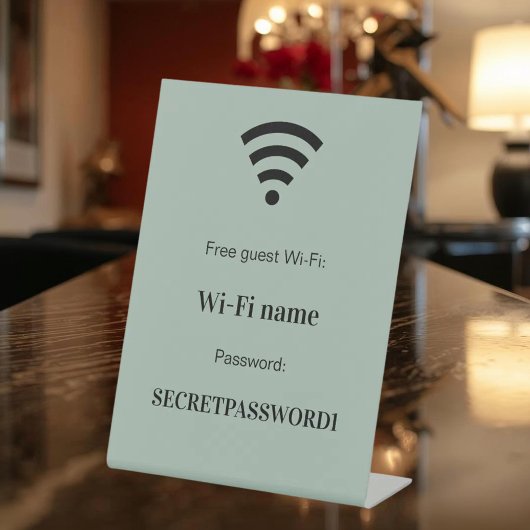Guest customer wifi network password sage green sockelschild