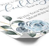 Guest Gebäude Block Dusty Blue Floral Sign Poster (Ecke)