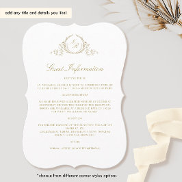 Guest Information Card Elegante Champagne Monogram Einladung