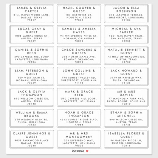 Guest Name Mailing Address Wedding Label Sticker (Blatt)