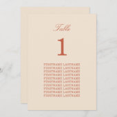 Guest Names Terracotta Script Table Card (Vorne/Hinten)