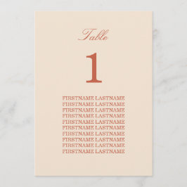 Guest Names Terracotta Script Table Card