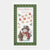 Guest Towel with Snowman & Christmas Cookies Green Serviette (Vorderseite)