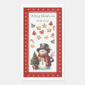 Guest Towel with Snowman & Christmas Cookies Red Serviette (Vorderseite)