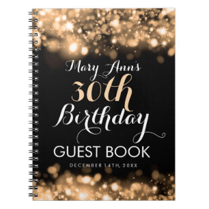 Guestbook-30. Geburtstags-Goldfunkelnde Lichter Notizblock