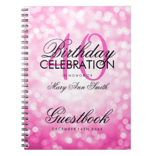 Guestbook-40. Geburtstags-Party-Rosa-Glitzer-Licht Notizblock