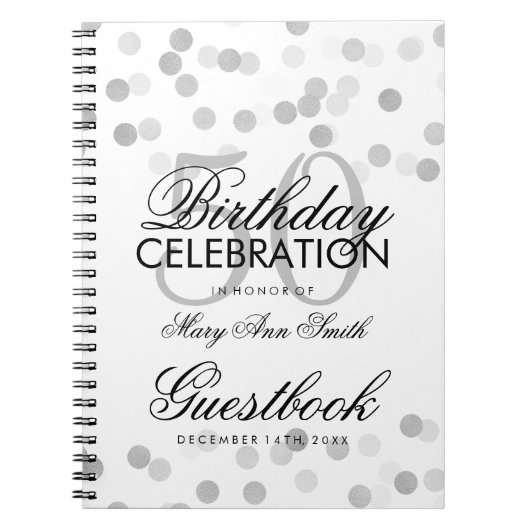 Guestbook-50. Geburtstags-silberne Notizblock (Vorderseite)