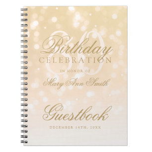 Guestbook-80. Geburtstags-GoldBokeh Schein-Lichter Notizblock