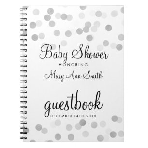 Guestbook-Baby-Duschen-silberne Notizblock