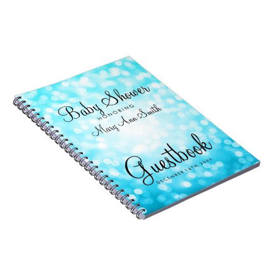 Guestbook-Baby-Duschen-Türkis-Glitzer-Lichter Notizblock (Rechte Seite)