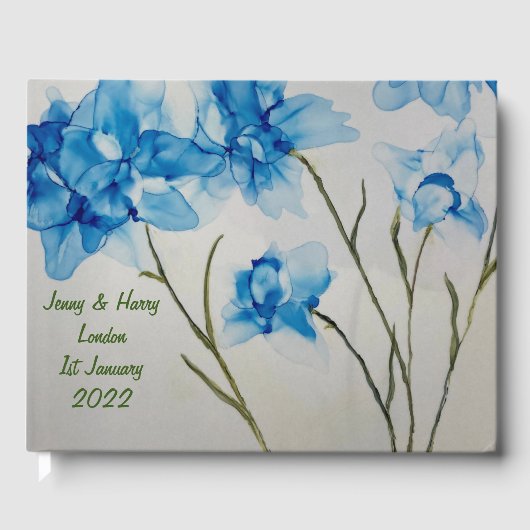 Guestbook Wedding Blue Flowers  Gästebuch (Vorderseite)
