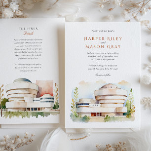 Guggenheim Museum NYC Wasserfarbenhochzeit Einladung