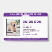 Guide Hund-ID Personalisiert Einfaches Service-Dog Ausweis (Vorderseite)