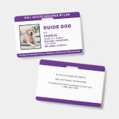 Guide Hund-ID Personalisiert Einfaches Service-Dog Ausweis (Vorder- & Rückseite)