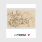 Guido Reni - Heilige Familie mit Engel Aufkleber (Blatt)