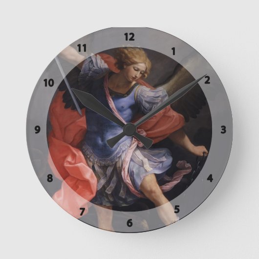 Guido Reni- The Archangel Michael defeating Satan Runde Wanduhr (Vorderseite)