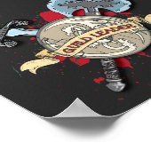 GUILD LEADER Tattoo - Schwert, Ax und Schild (Ecke)