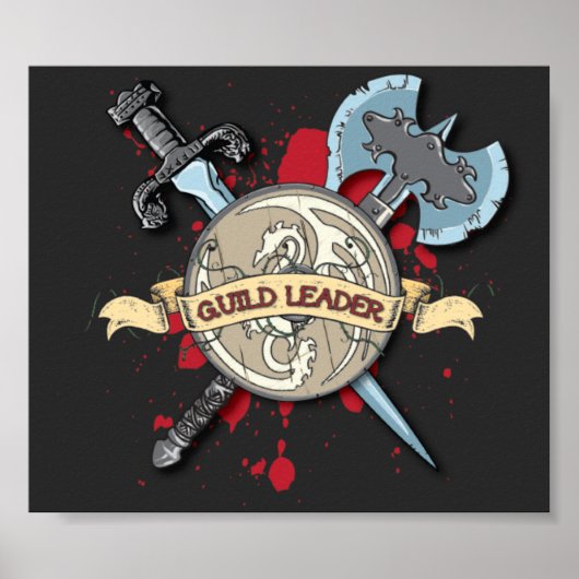 GUILD LEADER Tattoo - Schwert, Ax und Schild (Vorne)