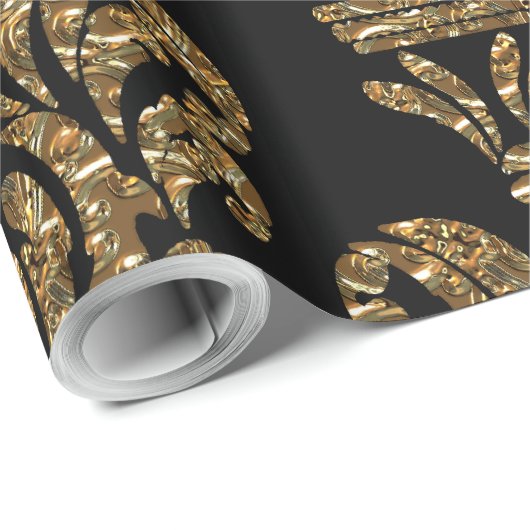 GuildHall Regal 30'x 30" Black Damask Geschenkpapier (Rolleneckpunkt)
