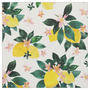 GUILIETTA'S JUICE Citrus Watercolor Lemon Print Stoff
