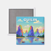 Guilin China Li River Reisen Abstrakte Kunst Magnet (Vorderseite/Rückseite)