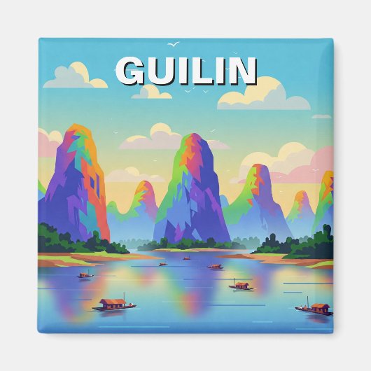 Guilin China Li River Reisen Abstrakte Kunst Magnet (Vorne)