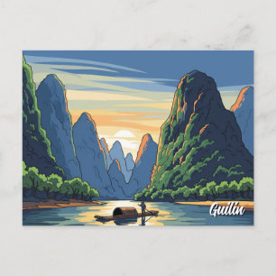 Guilin China Li River Travel Postkarte