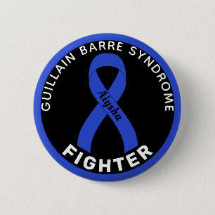 Guillain Barre Syndrome Fighter Ribbon Black Button