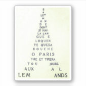 Guillaume Apollinaire, Eiffel Calligram Aufkleber (Vorderseite)
