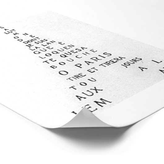 Guillaume Apollinaire, Eiffel Calligram Poster (Ecke)