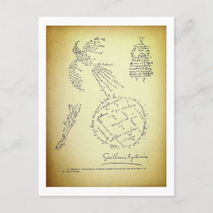 Guillaume Apollinaire, Poème Calligram (1920) Postkarte