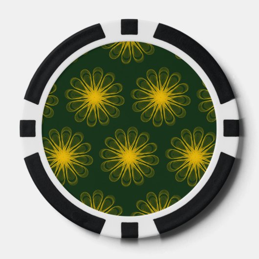 Guilloche-Blume dunkelgelb Pokerchips (Vorderseite)