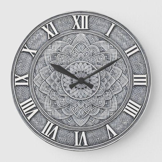 Guilloché Roman Numeral  — Luxury Engraved pattern Große Wanduhr (Vorderseite)