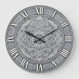Guilloché-Römische Ziffern — Luxuriöses gravierte Große Wanduhr