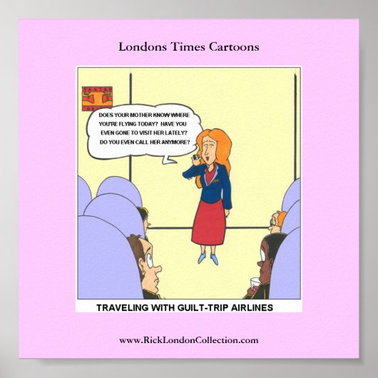 Guilt Trip Airlines Funny Cartoon Funny Poster (Vorne)