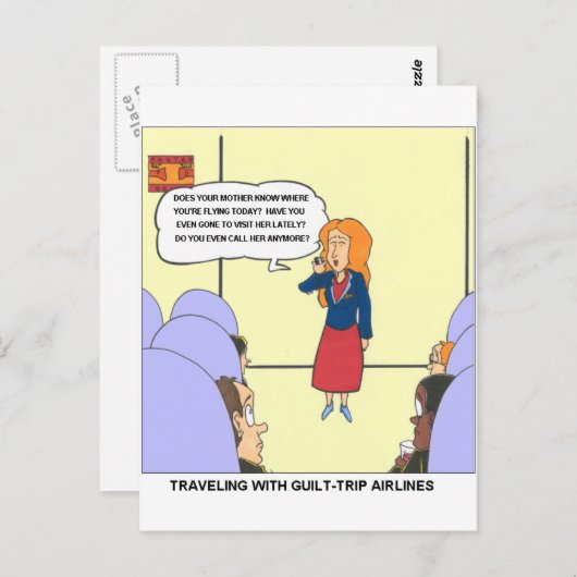 Guilt Trip Airlines Funny Cartoon Geschenke & T-Sh Postkarte (Vorne/Hinten)