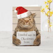 Guilty Cat in der Weihnachtsmannmütze Weihnachtska Karte (Gelbe Blume)