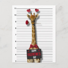 Guilty Giraffe Mugshot Funny Happy Valentine's Day Feiertagspostkarte