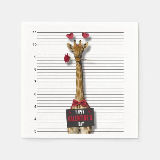 Guilty Giraffe Mugshot Funny Happy Valentine's Day Serviette (Vorderseite)
