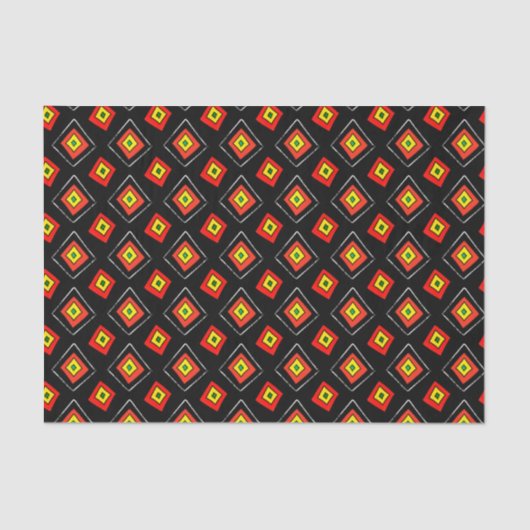 Guinea Bissau African Print on Black Seidenpapier (Vorderseite)