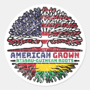 Guinea-Bissau Bissau-Guinean American USA Tree Runder Aufkleber
