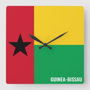 Guinea-Bissau-Fahne Dazzling Patriotic Quadratische Wanduhr