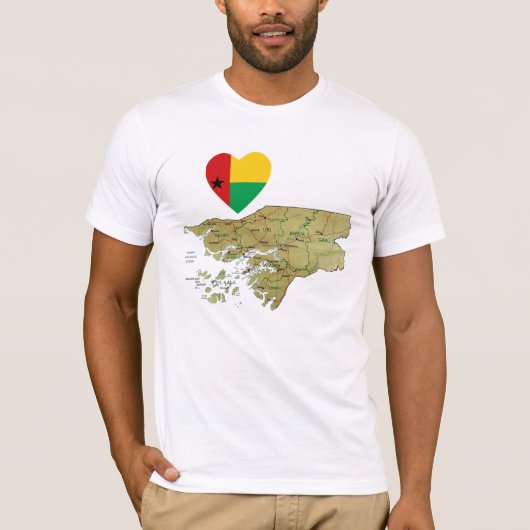 Guinea-Bissau Flag Herzstück und Karte T - Shirt (Vorderseite)