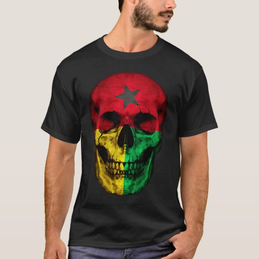 Guinea Bissau Flag Skull Bissau Guinean Root Proud T-Shirt (Vorderseite)